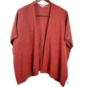 LOFT Women's Cardigan Orange Cape Poncho Short Sleeves Open Sweater‎ Size XS/S